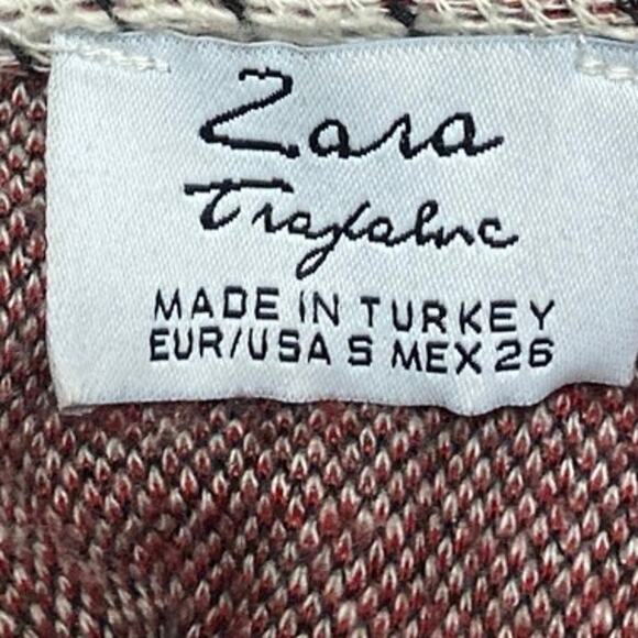 Zara Women's Multicolor Knit Short Sleeve Mini Shift Shirt Tunic Sweater Dress S - Picture 4 of 4